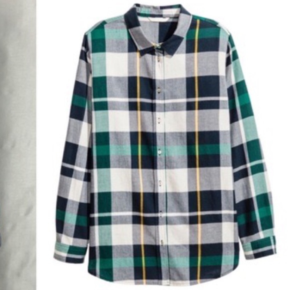 H&M Green Plaid Button Down Shirt!